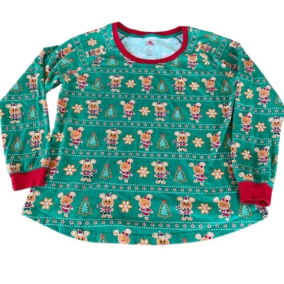 Disney Holiday Christmas Gingerbread Mickey Mouse Minnie Fair Isle Top Med GUC - Picture 3 of 7